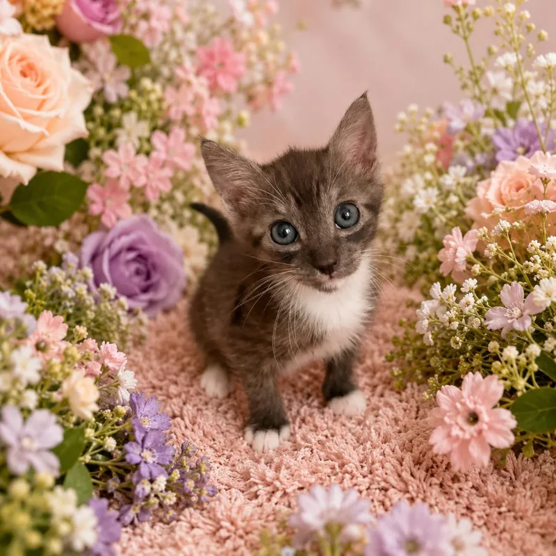 A baby small-sized female Gray / Blue / Silver Domestic Short Hair cat named Tommie for adoption in Miami, FL