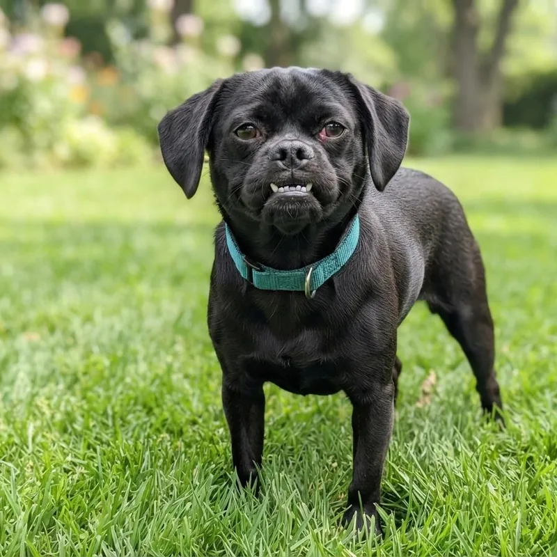 A young small-sized male Black Pug dog named Johnny Cash for adoption in Las Vegas, NV