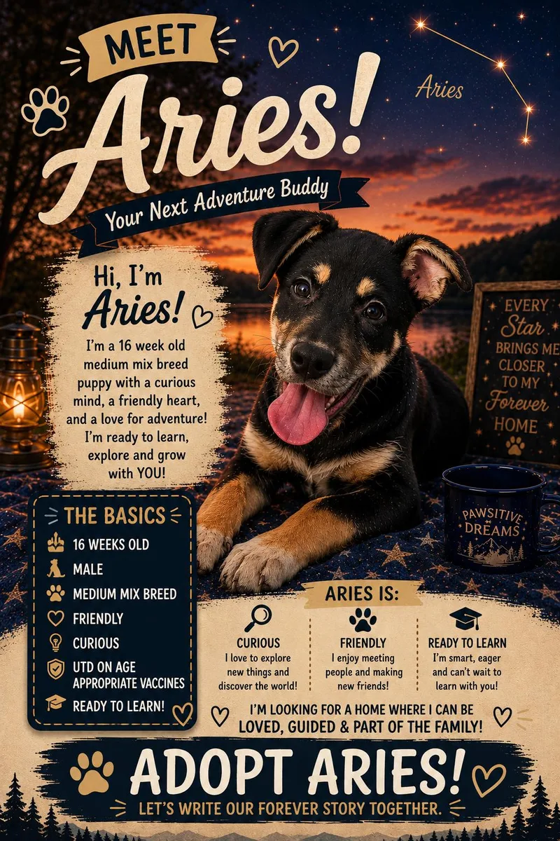 A baby small-sized male Black Mixed Breed dog named Aries for adoption in Ashland, KY