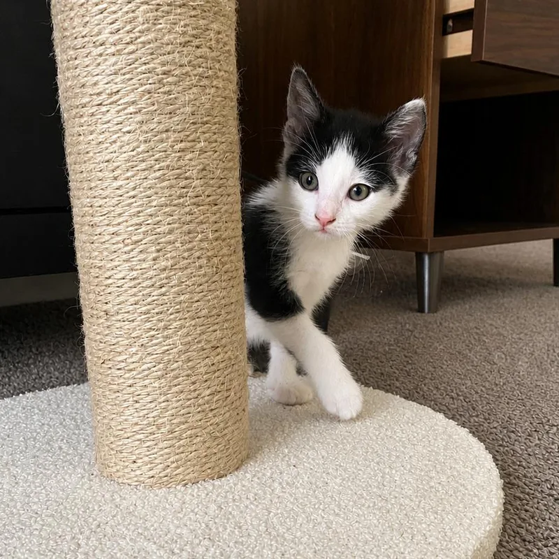 A baby small-sized female Black Domestic Short Hair cat named Cartier for adoption in Oakton, VA