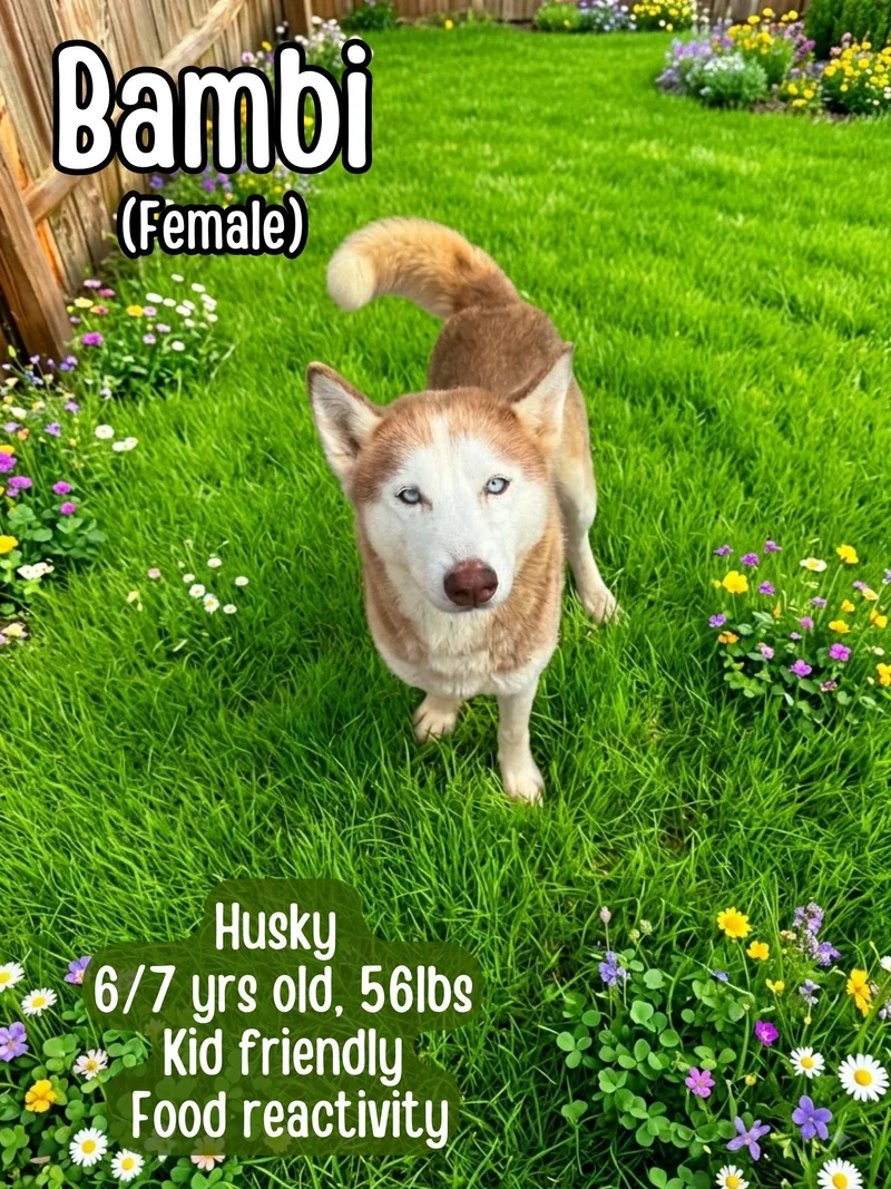 An adult medium-sized female Apricot / Beige Siberian Husky dog named Bambi for adoption in Lancaster, KY