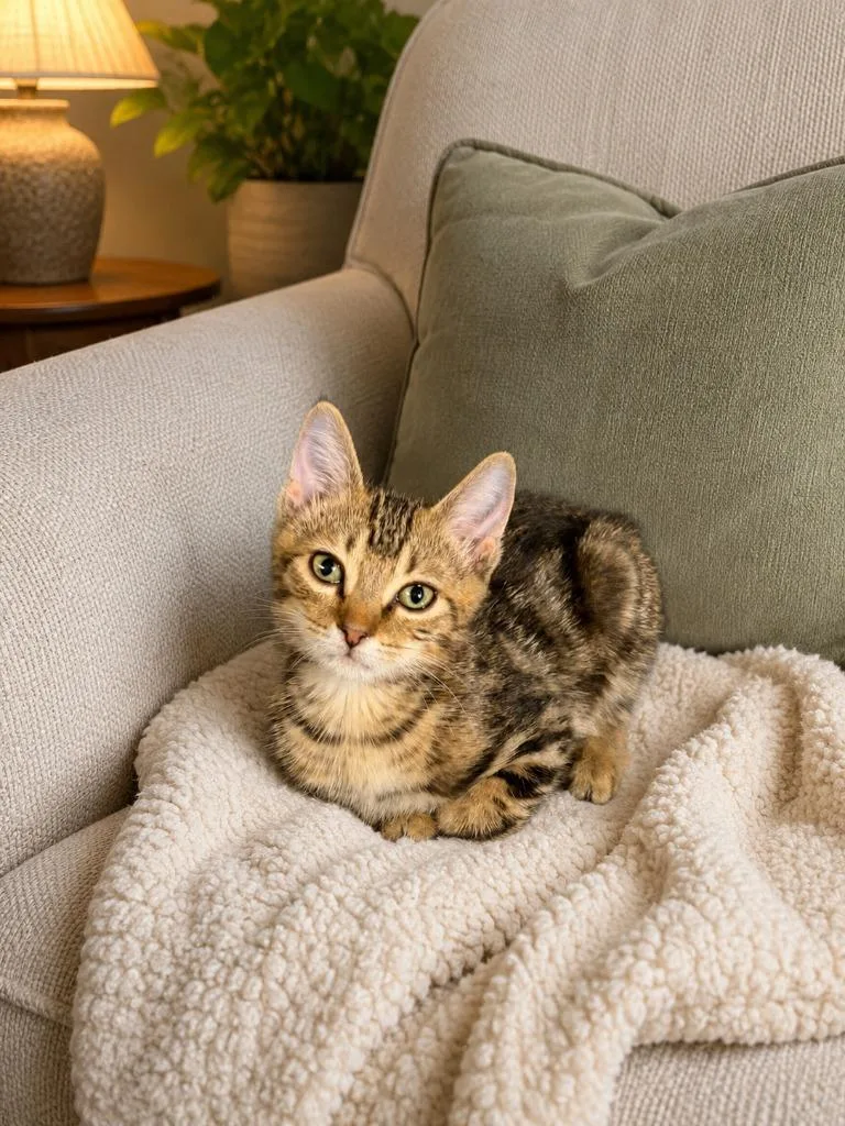 A baby small-sized male Domestic Short Hair cat named Tom Nook for adoption in Sebastian, FL