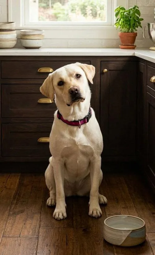 A young medium-sized female Yellow Labrador Retriever dog named Lilly for adoption in North Prairie, WI