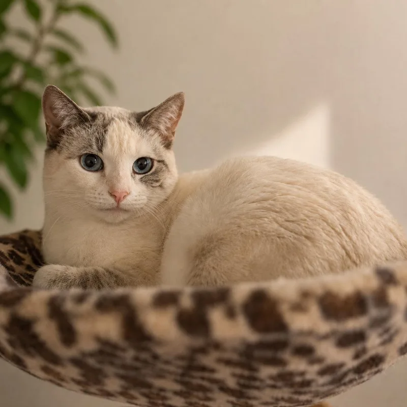 An adult medium-sized female Cream / Ivory Siamese cat named Kira for adoption in Hillsboro, TX