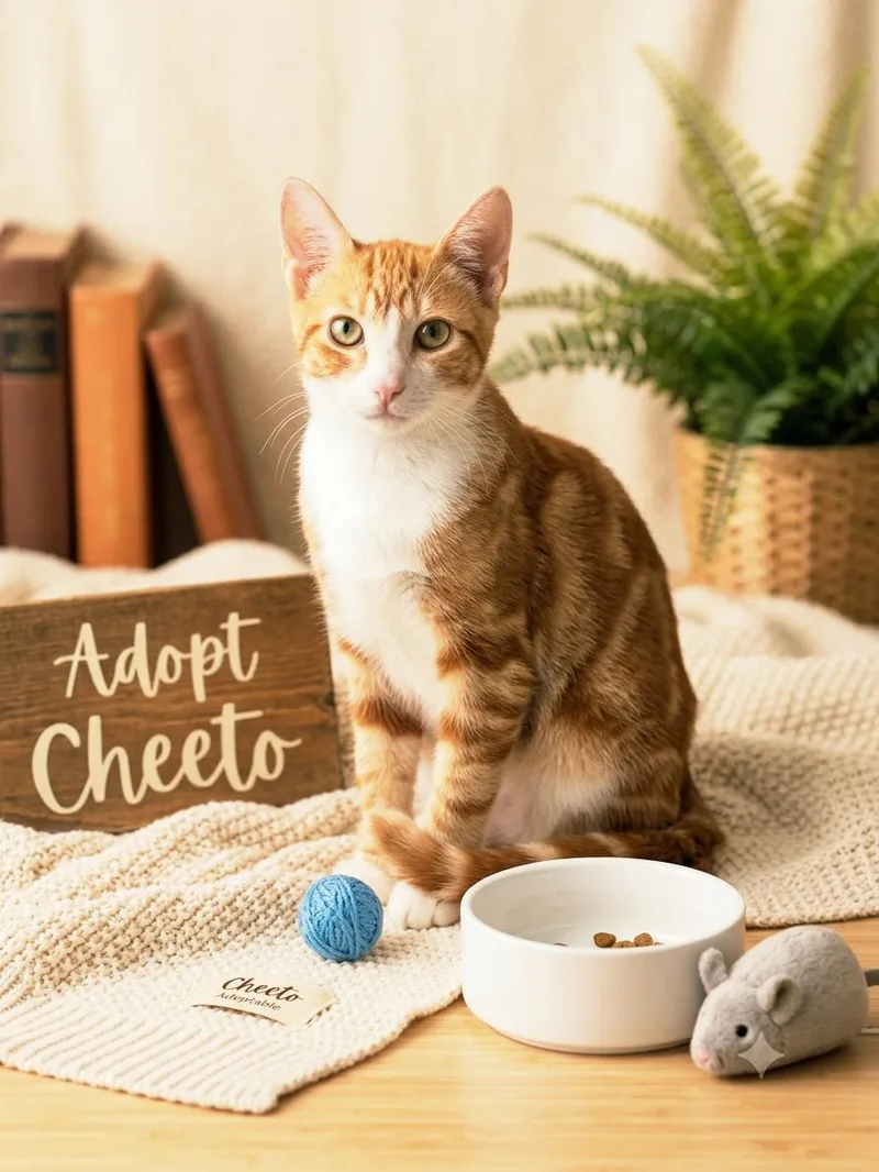 A baby small-sized male Domestic Short Hair cat named Cheeto for adoption in Woodland Hills, CA