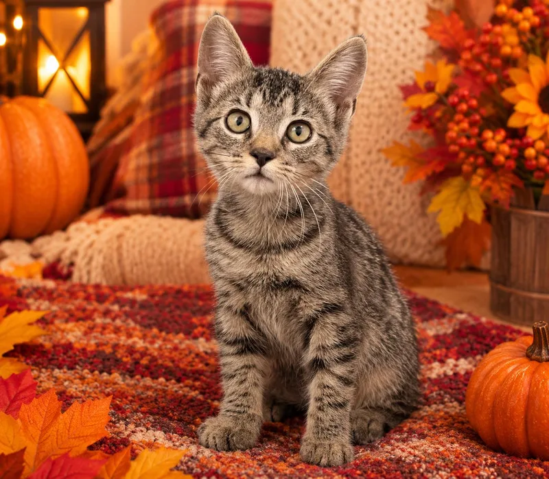 A young small-sized male Tabby (Gray / Blue / Silver) Domestic Short Hair cat named Miles for adoption in Seven Valleys, PA
