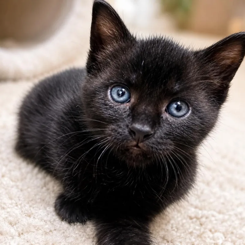 A baby medium-sized male Black Domestic Medium Hair cat named Wilbur for adoption in Cranston, RI