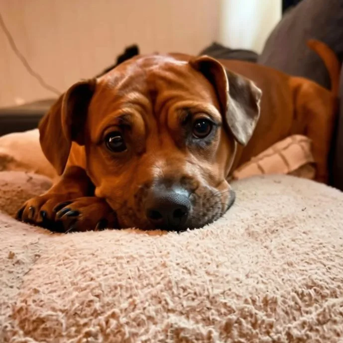 An adult medium-sized female Boxer dog named Flossie for adoption in Stuart, VA