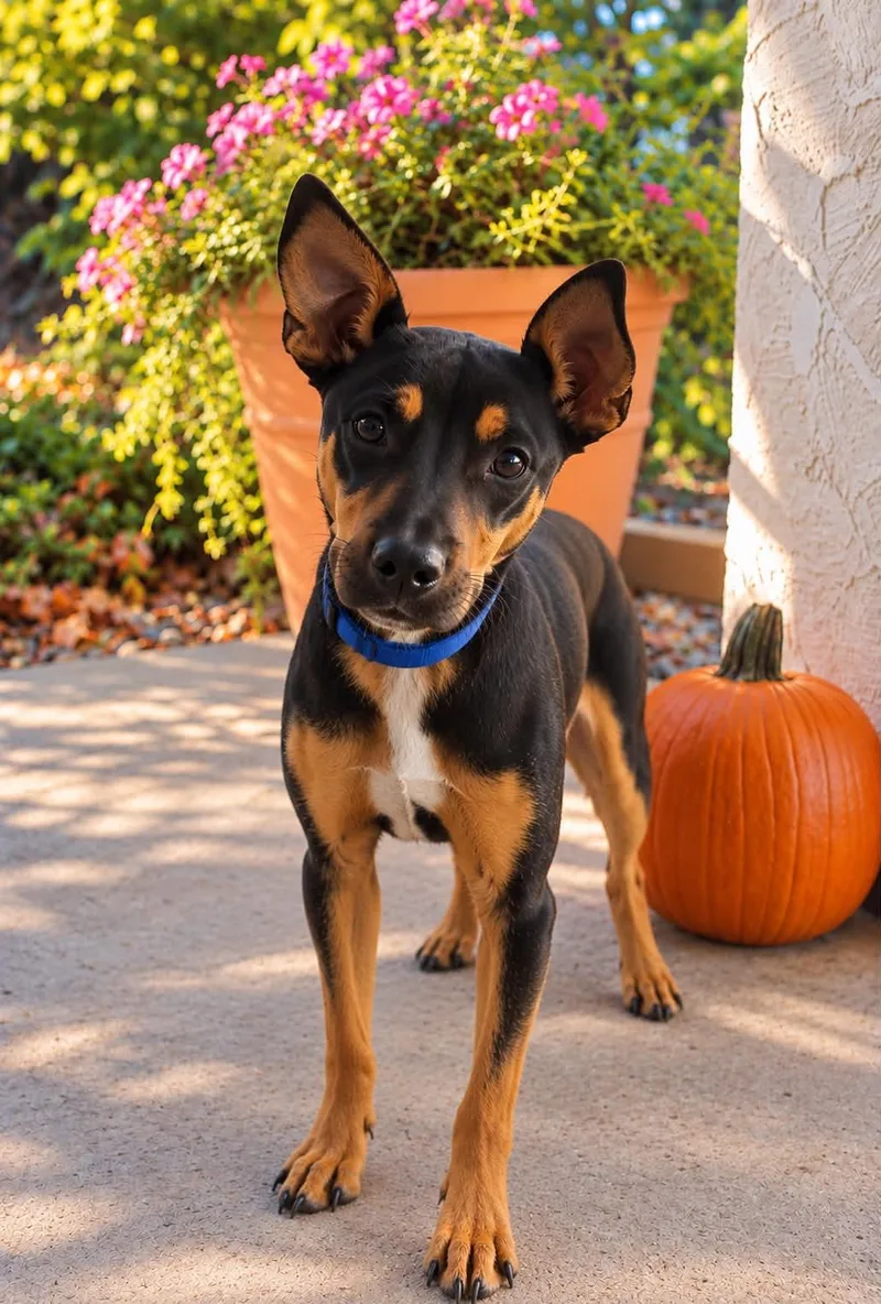 A baby medium-sized male Manchester Terrier dog named Lewis for adoption in Mankato, MN