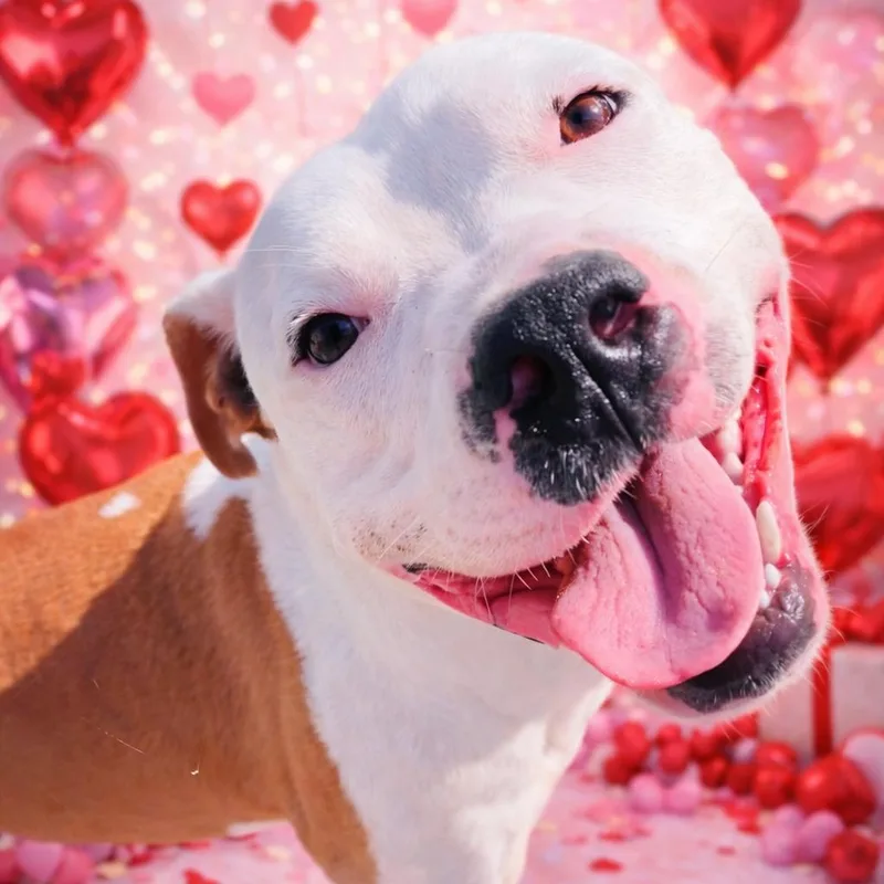 An adult medium-sized male White / Cream Pit Bull Terrier dog named Eddie for adoption in Justin, TX