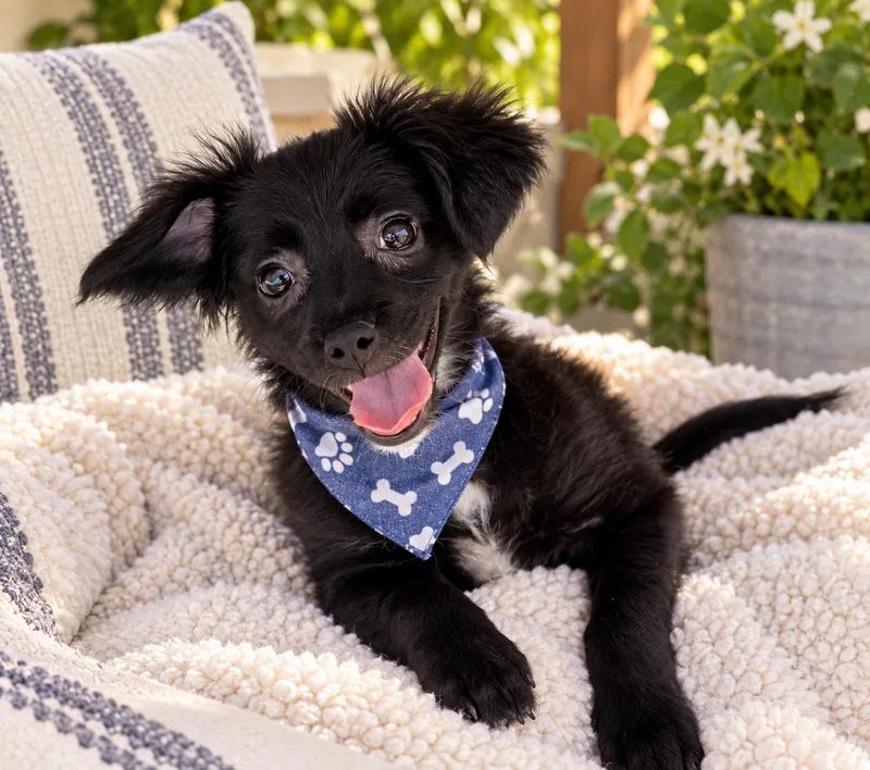 A baby small-sized male Black Papillon dog named Licorice for adoption in Phoenix, AZ