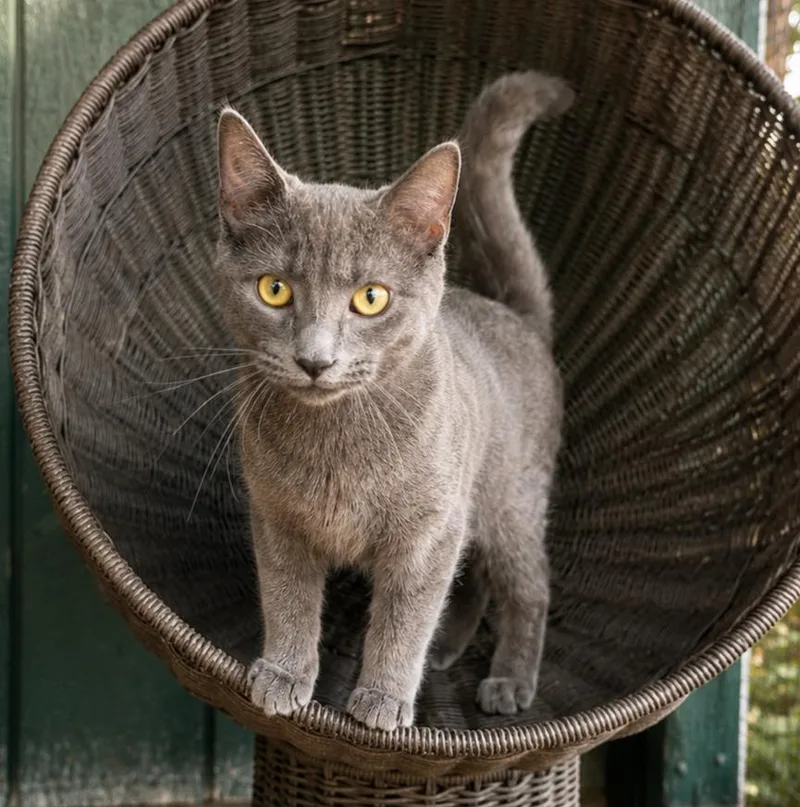 A young small-sized male Gray / Blue / Silver Domestic Short Hair cat named Nitro for adoption in Lathrop, CA