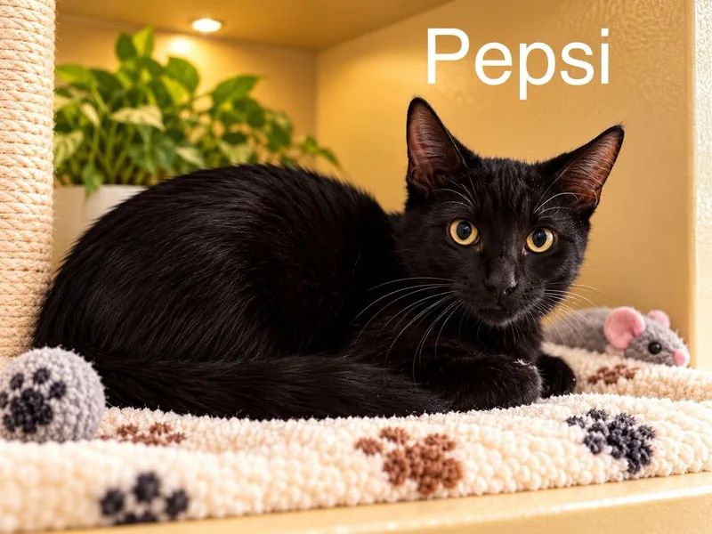 A young medium-sized male Domestic Short Hair cat named Pepsi for adoption in Tucson, AZ