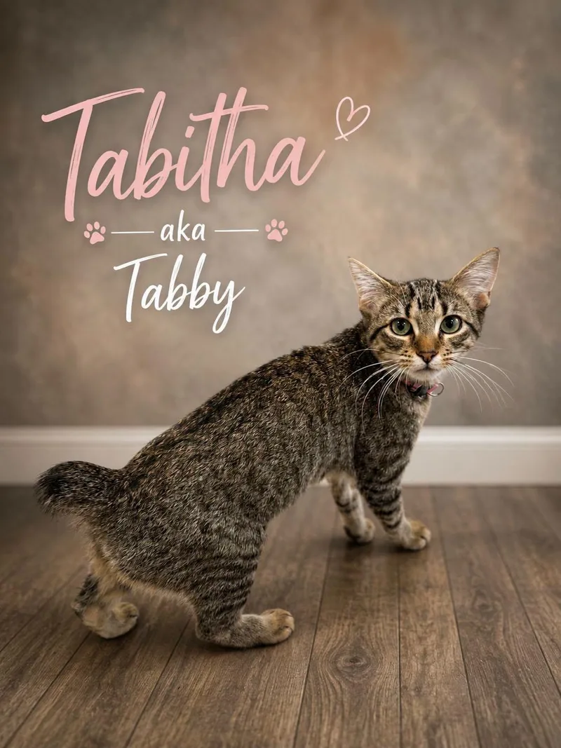 A young large-sized female Tabby (Brown / Chocolate) American Bobtail cat named Tabby for adoption in Midlothian, TX
