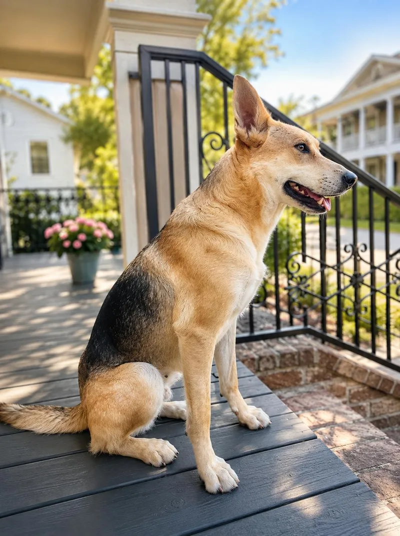 An adult medium-sized female Yellow / Tan / Blond / Fawn Carolina Dog dog named Lilly Bell for adoption in Houston, TX