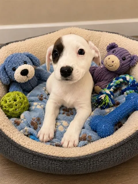 A baby small-sized male Australian Cattle Dog / Blue Heeler dog named Petey for adoption in Globe, AZ