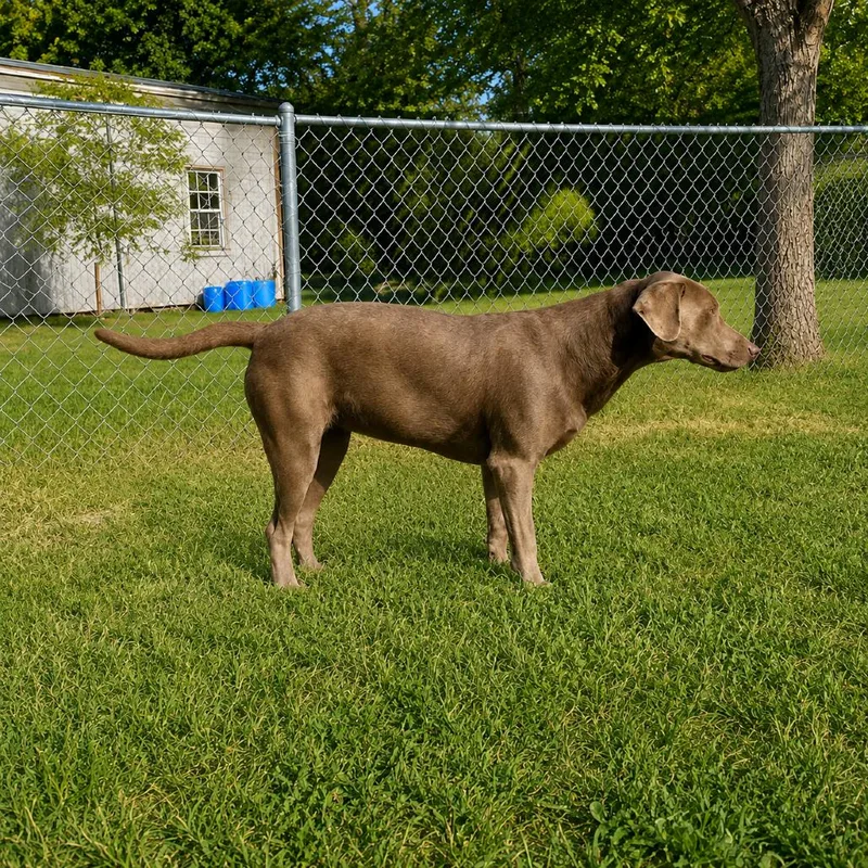A young large-sized female Gray / Blue / Silver Weimaraner dog named Jan for adoption in Erie, PA