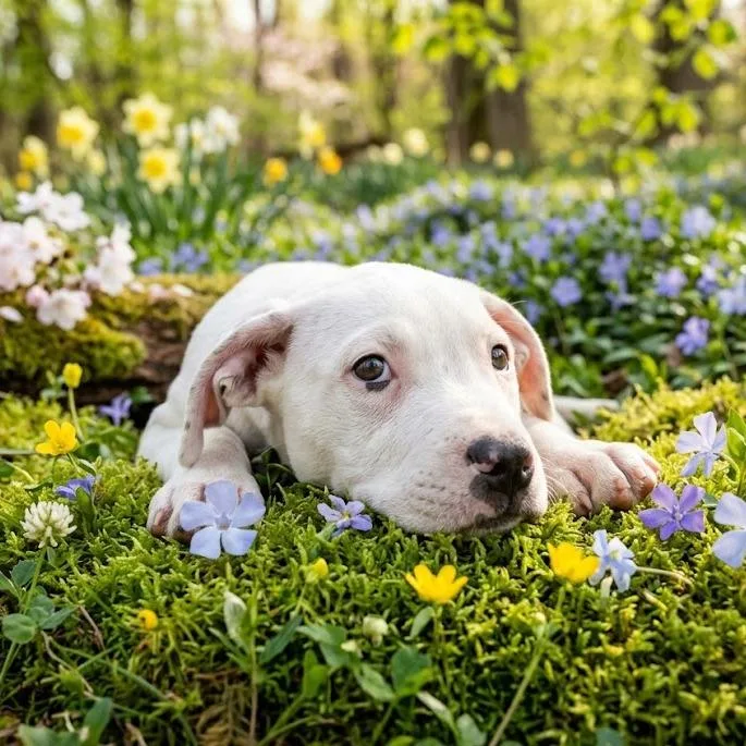 A baby small-sized male White / Cream Mixed Breed dog named Periwinkle for adoption in Hinesville, GA