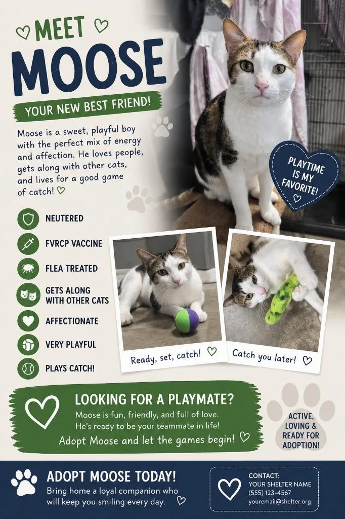 An adult small-sized male Domestic Short Hair cat named Moose for adoption in Thousand Oaks, CA