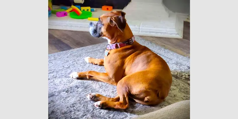 An adult medium-sized female Boxer dog named Luna XII for adoption in Hewitt, TX