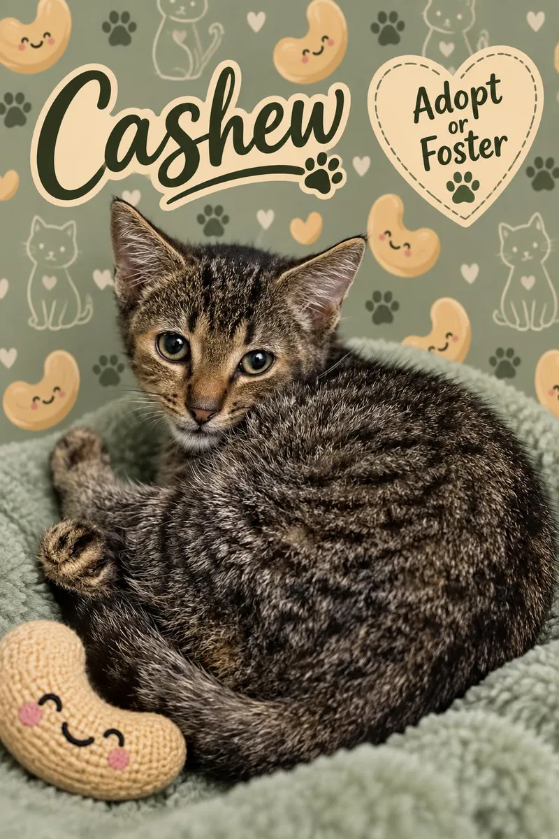 A baby medium-sized male Tabby cat named George fka Cashew for adoption in Greenville, DE