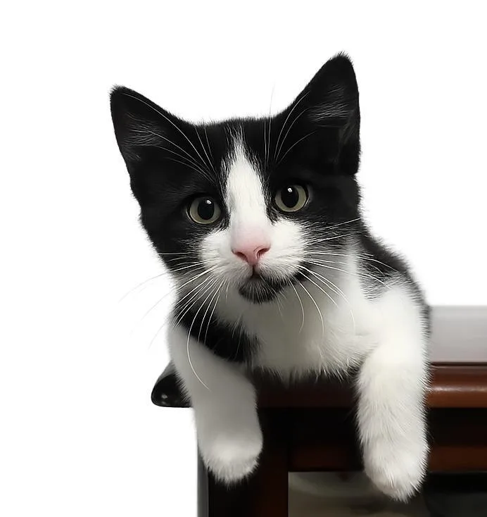 A baby medium-sized female Black & White / Tuxedo Domestic Short Hair cat named Ashley for adoption in Ephrata, WA