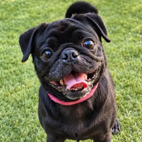 A young small-sized female Black Pug dog named Eclipse for adoption in Seattle, WA