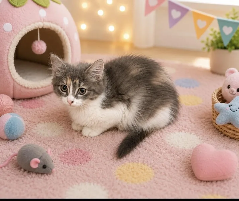 A baby small-sized female Domestic Long Hair cat named LiliAna for adoption in Cedartown, GA