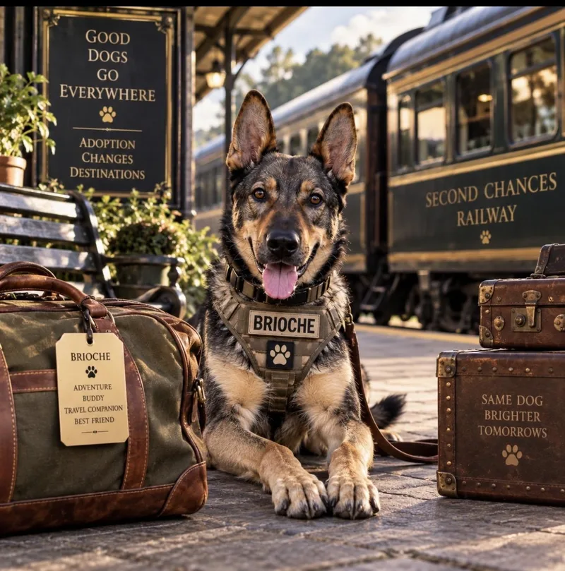 An adult large-sized male Tricolor (Brown, Black, & White) German Shepherd Dog named Brioche for adoption in CUMMING, GA