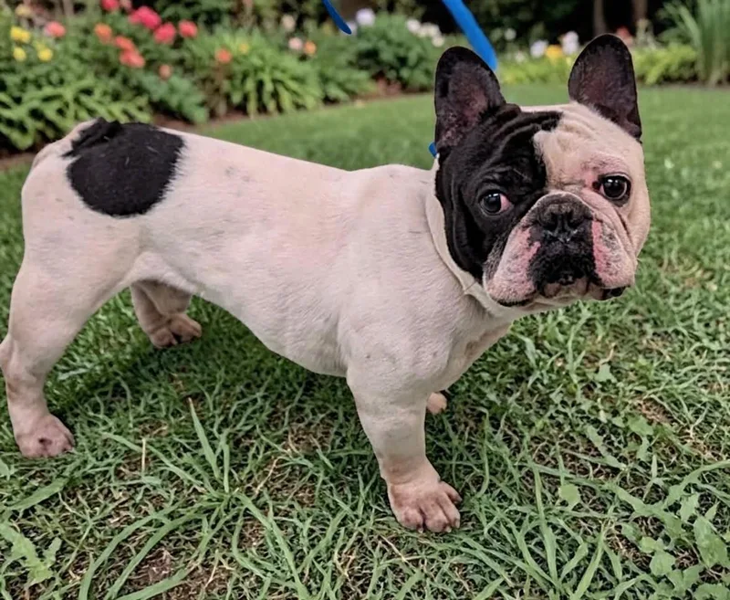 A young small-sized male Bicolor French Bulldog dog named Harvey for adoption in Memphis, TN