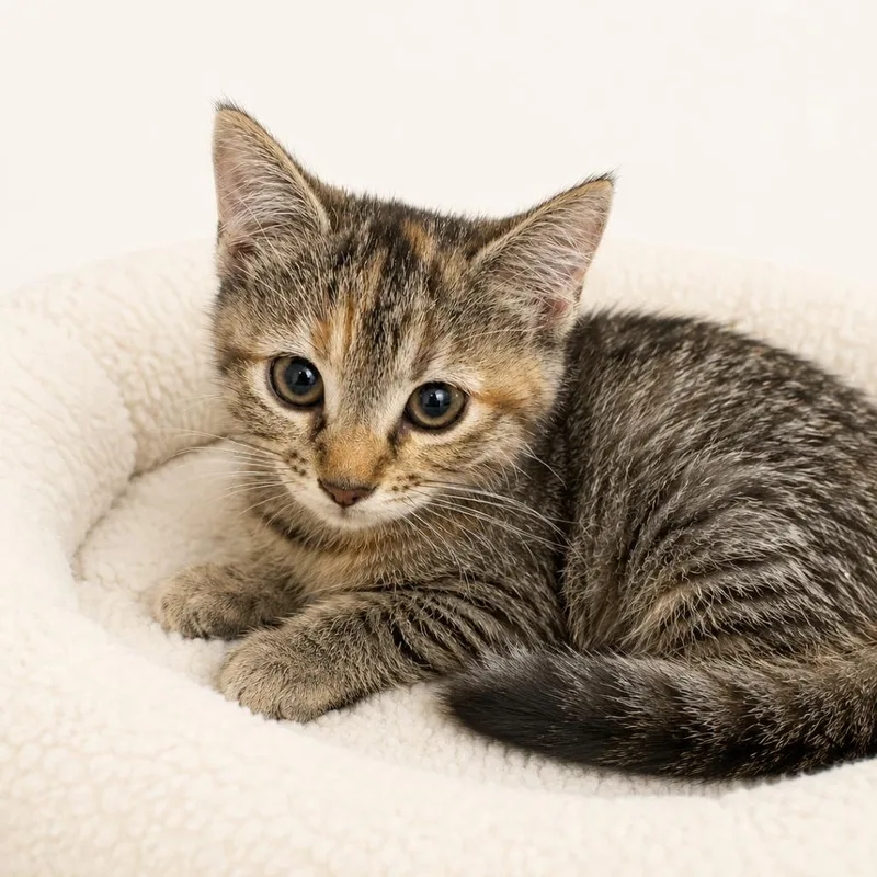 A baby small-sized female Brown / Chocolate Domestic Short Hair cat named Caroline for adoption in Redwood Falls, MN