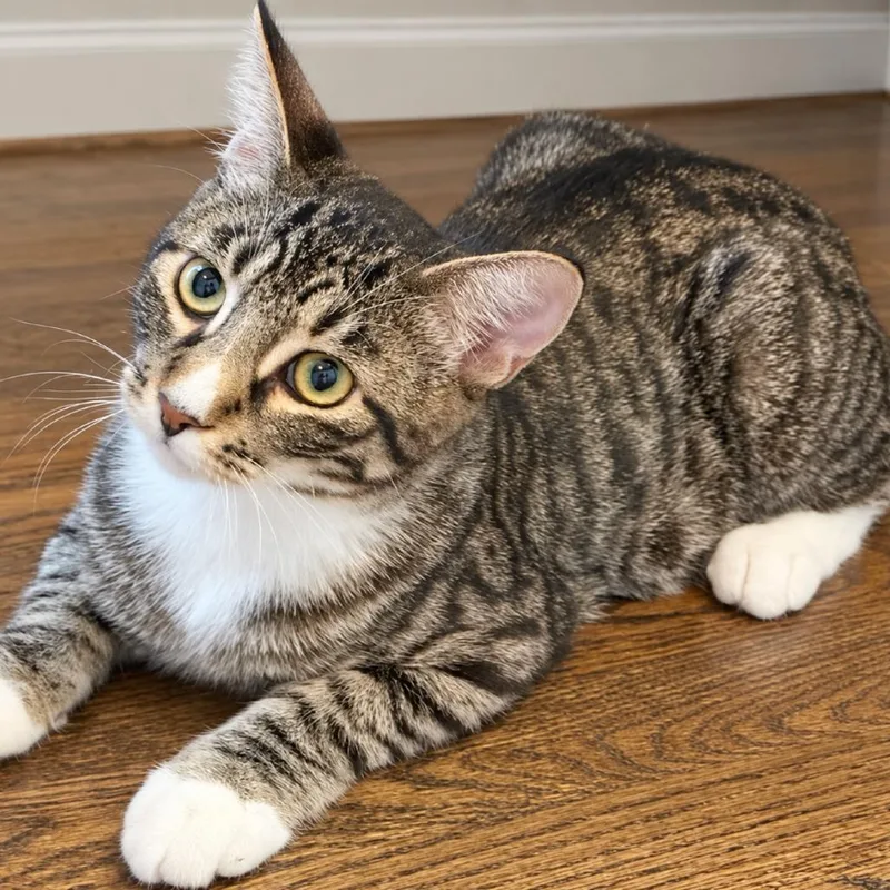A baby medium-sized male Brown / Chocolate Domestic Short Hair cat named Alfie for adoption in Pleasanton, CA
