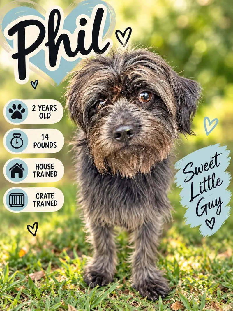 A young small-sized male Lhasa Apso dog named Phil for adoption in Fort Worth, TX