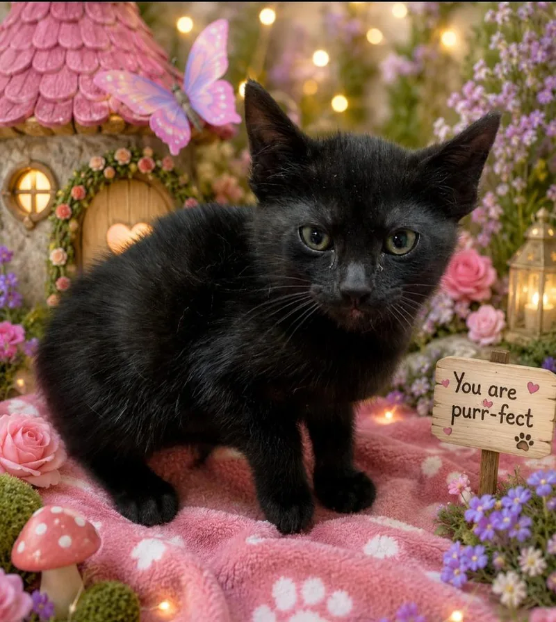 A baby small-sized female Domestic Short Hair cat named Rue for adoption in Washington Court House, OH