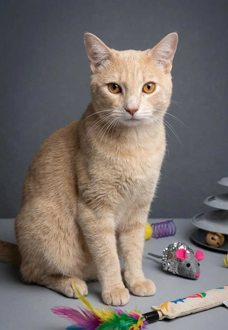 A young medium-sized male Tabby (Buff / Tan / Fawn) Domestic Short Hair cat named Pascal for adoption in New York, NY