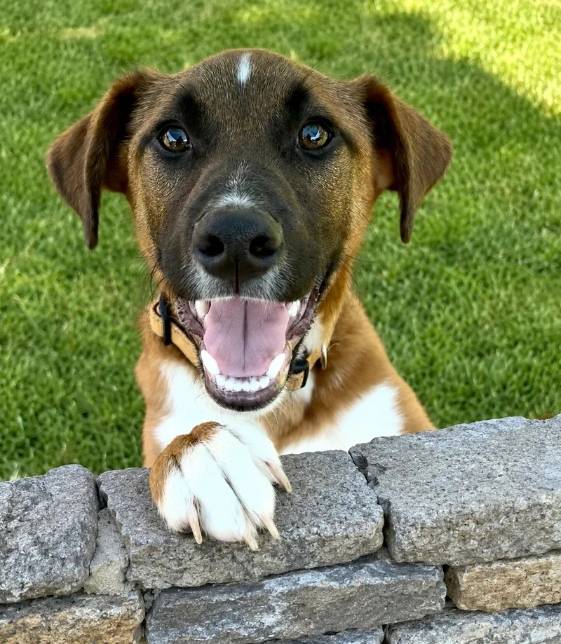 A baby medium-sized male Tricolor (Brown, Black, & White) Boxer dog named Valentino for adoption in Pleasant Valley, NY