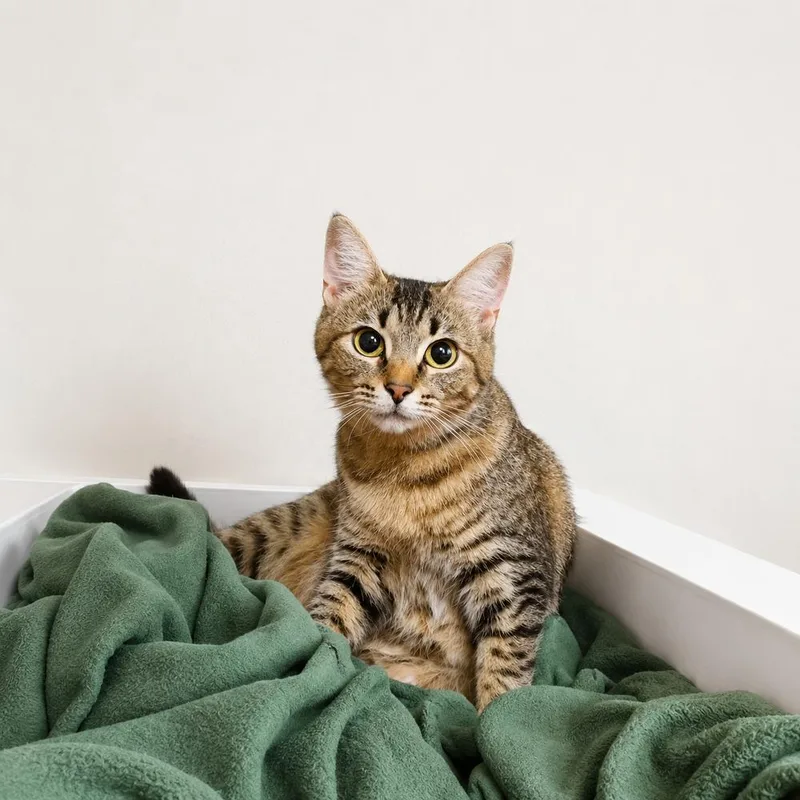 An adult medium-sized female Tabby (Brown / Chocolate) Domestic Short Hair cat named Mountain Dew for adoption in Homer Glen, IL