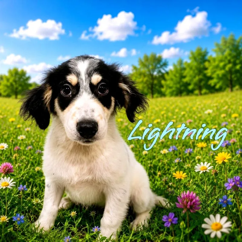 A baby medium-sized male White / Cream Mixed Breed dog named Lightning for adoption in Joliet, IL