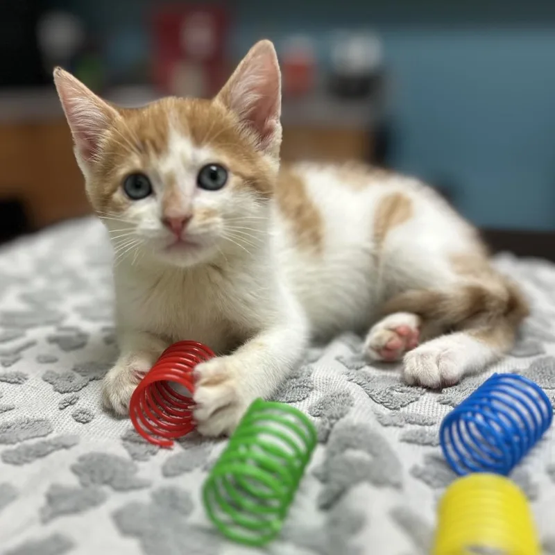 A baby small-sized female Orange / Red Domestic Short Hair cat named Sonny for adoption in North Canton, OH