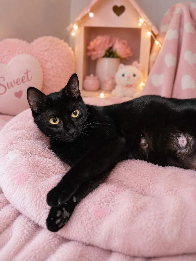 A young medium-sized female Domestic Short Hair cat named Prego for adoption in Fayetteville, TN