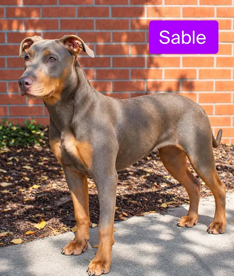 A young large-sized female Sable Doberman Pinscher dog named Sable for adoption in Stockbridge, GA