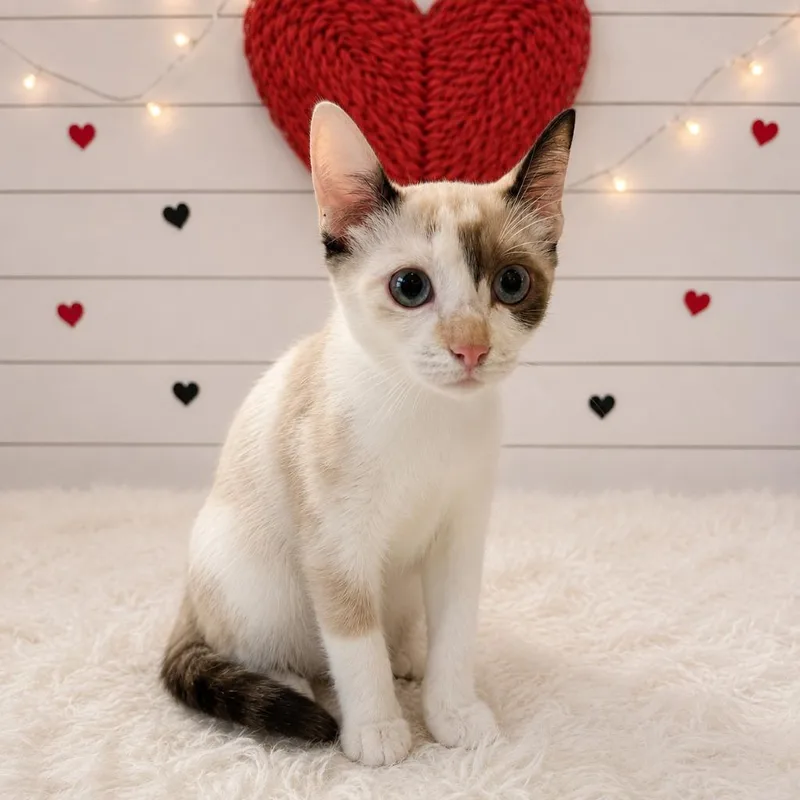 A baby small-sized female Snowshoe cat named Crystal for adoption in Corpus Christi, TX