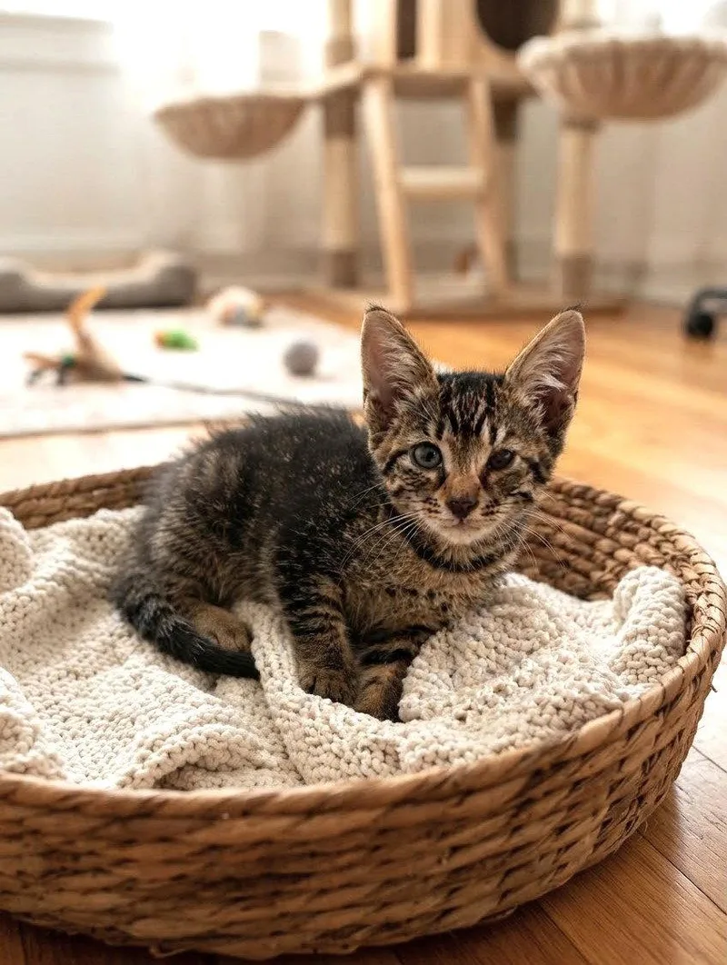 A baby medium-sized female Tabby cat named Dolly for adoption in Fort Myers, FL