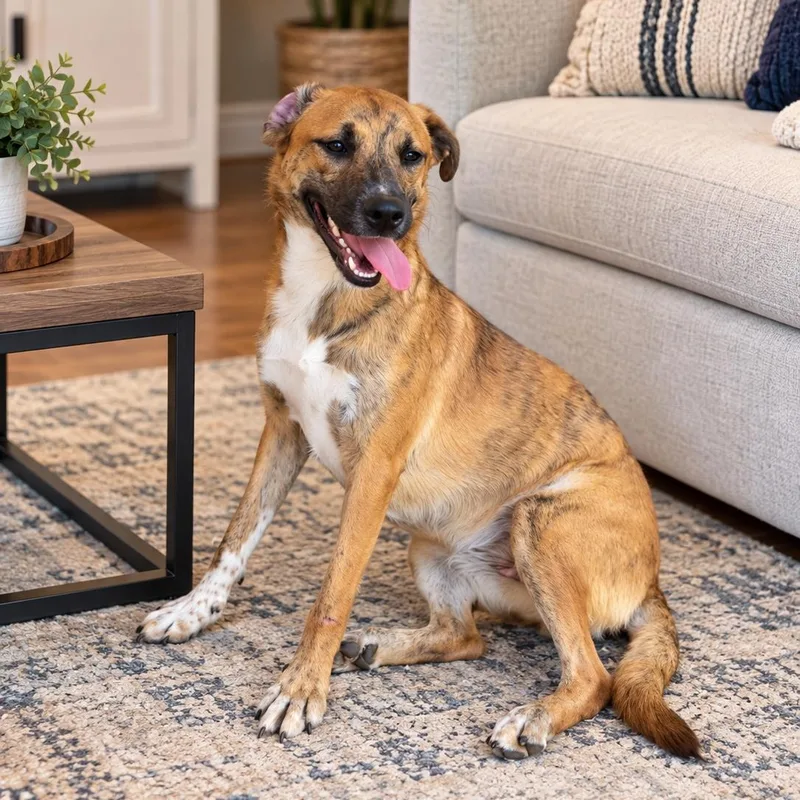 A young medium-sized female Shepherd dog named Saffron for adoption in Baytown, TX