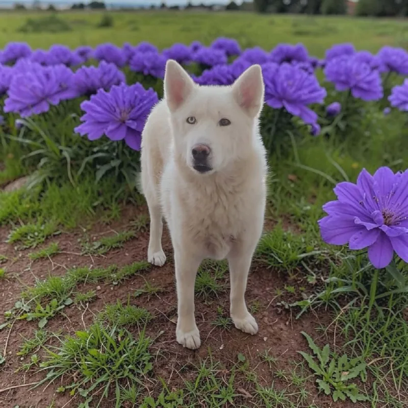 An adult medium-sized female White / Cream Siberian Husky dog named Fatima for adoption in San Diego, CA