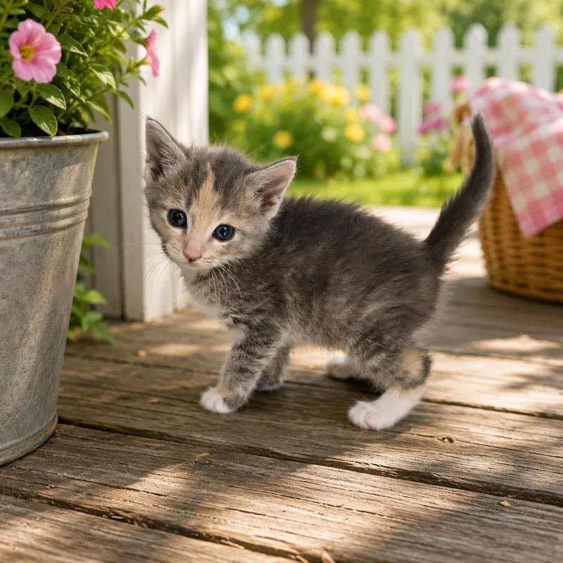A baby small-sized female Calico Domestic Short Hair cat named Gouda for adoption in Walnut Cove, NC