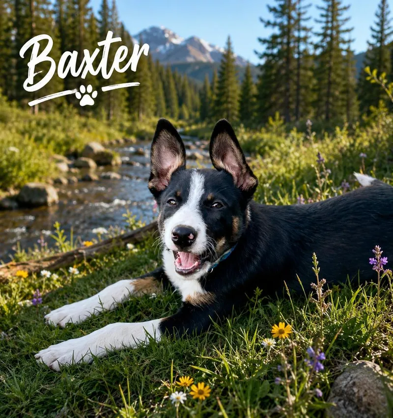 A baby small-sized male Tricolor (Brown, Black, & White) Border Collie dog named Baxter for adoption in Tulsa, OK