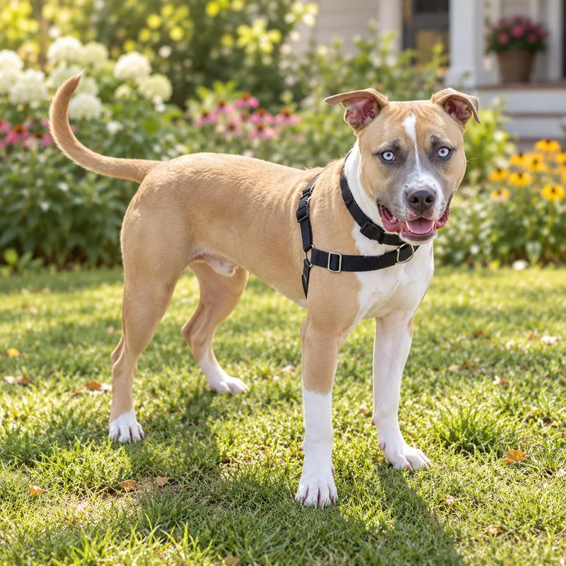An adult large-sized male American Bully dog named Pablo for adoption in Salamanca, NY