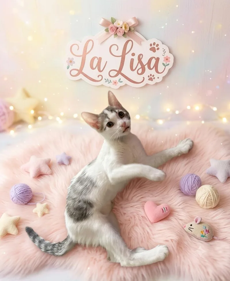 A baby medium-sized female Gray & White Domestic Short Hair cat named LaLisaM & MookieM for adoption in North Highlands, CA