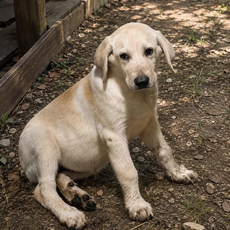 A baby large-sized female Yellow Labrador Retriever dog named Bun Bun for adoption in Manassas, VA